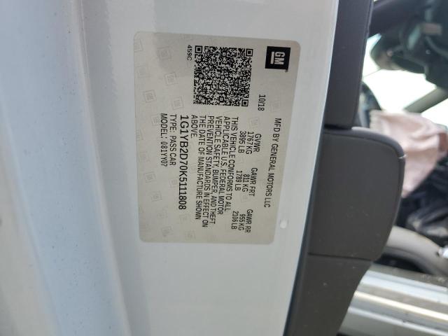 1G1YB2D70K5111808 - 2019 CHEVROLET CORVETTE STINGRAY 1LT WHITE photo 12