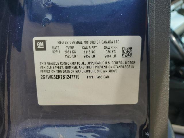 2G1WG5EK7B1247710 - 2011 CHEVROLET IMPALA LT BLUE photo 12