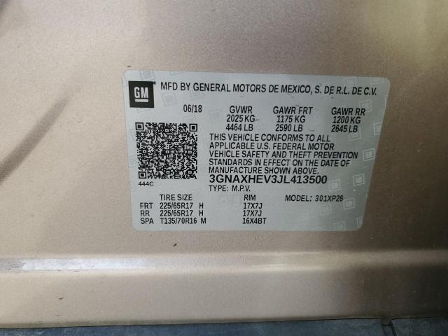 3GNAXHEV3JL413500 - 2018 CHEVROLET EQUINOX LS 棕色 照片 13