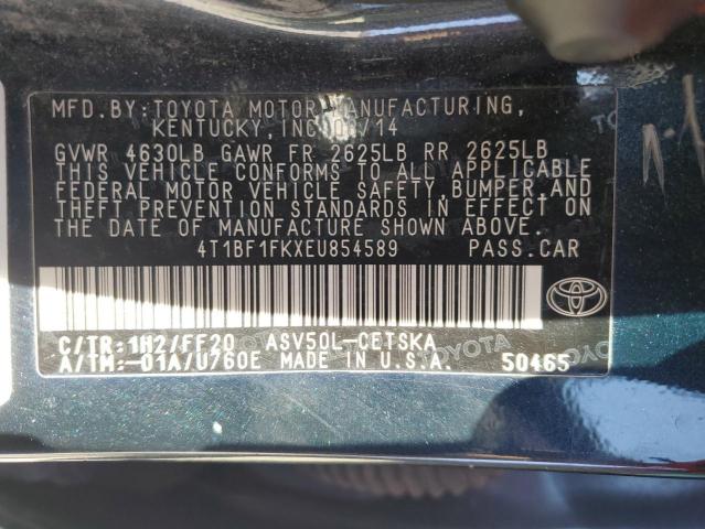 4T1BF1FKXEU854589 - 2014 TOYOTA CAMRY L BLUE photo 12