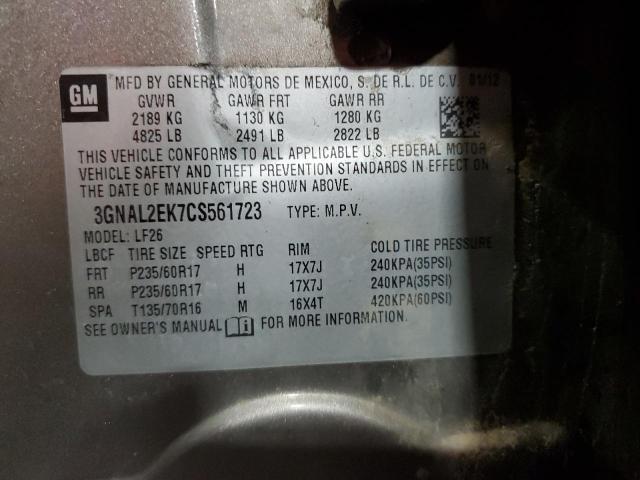 3GNAL2EK7CS561723 - 2012 CHEVROLET CAPTIVA SPORT GRAY photo 14