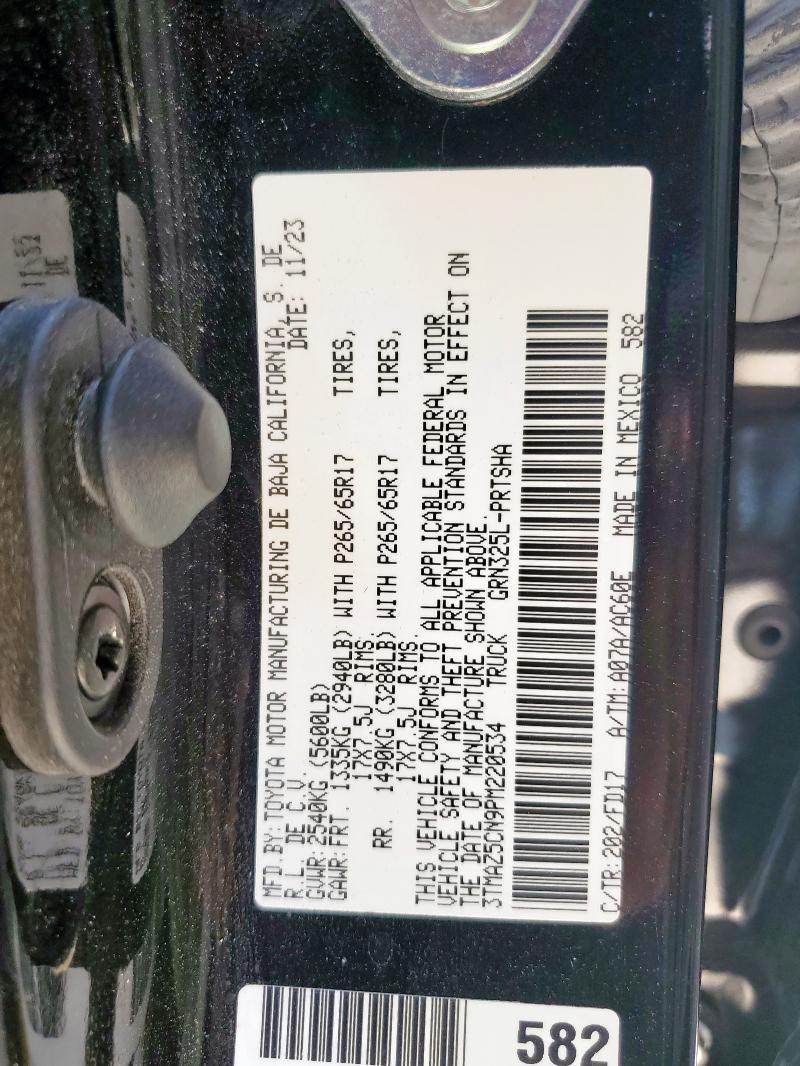 3TMAZ5CN9PM220534 - 2023 TOYOTA TACOMA DOUBLE CAB أسود صورة 12