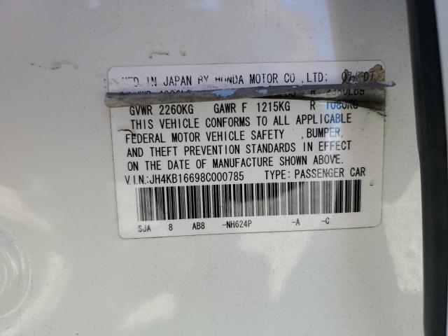 JH4KB16698C000785 - 2008 ACURA RL WHITE photo 12