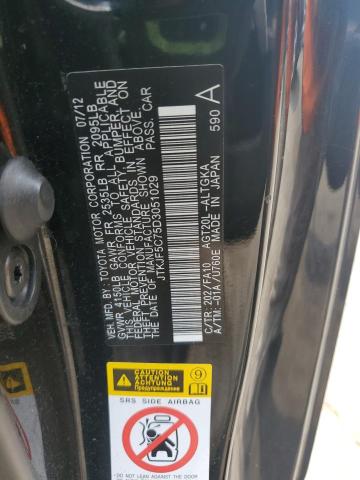 JTKJF5C75D3051029 - 2013 TOYOTA SCION TC 黑色 照片 12