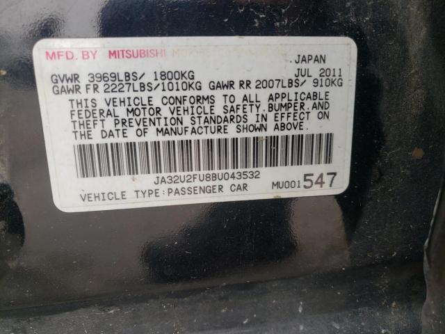 JA32U2FU8BU043532 - 2011 MITSUBISHI LANCER ES/ES SPORT BLACK photo 12