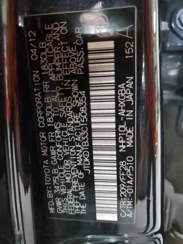 JTDKDTB33C1508354 - 2012 TOYOTA PRIUS C BLACK photo 12