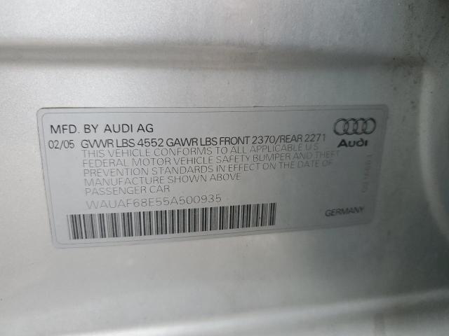 WAUAF68E55A500935 - 2005 AUDI A4 2.0T SILVER photo 12