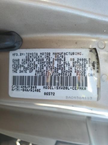 4T1BG22K21U095018 - 2001 TOYOTA CAMRY CE SILVER photo 12