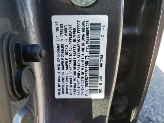 19XFB2F82DE288176 - 2013 HONDA CIVIC EX BLACK photo 12