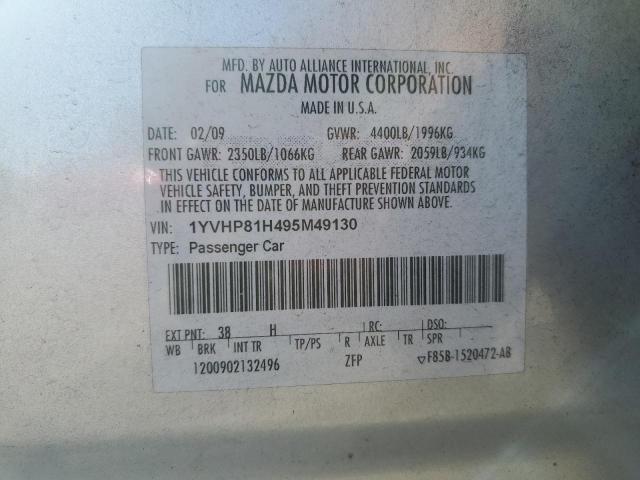 1YVHP81H495M49130 - 2009 MAZDA 6 I SILVER photo 12