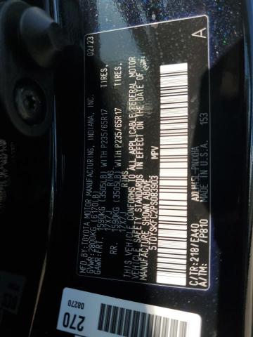 5TDYSKFC2PS083903 - 2023 TOYOTA SIENNA XLE BLACK photo 13