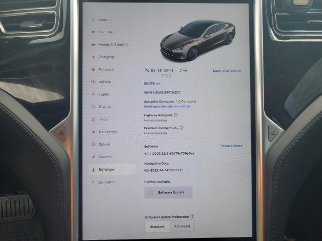 5YJSA1E15FF114275 - 2015 TESLA MODEL S Թուխ լուսանկար 9