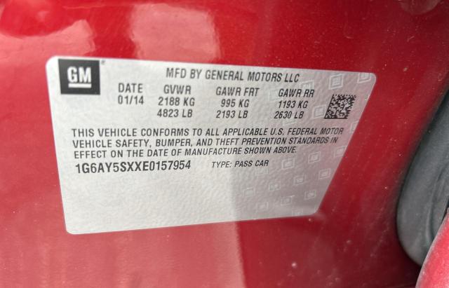 1G6AY5SXXE0157954 - 2014 CADILLAC CTS PERFORMANCE COLLECTION Красный фото 10