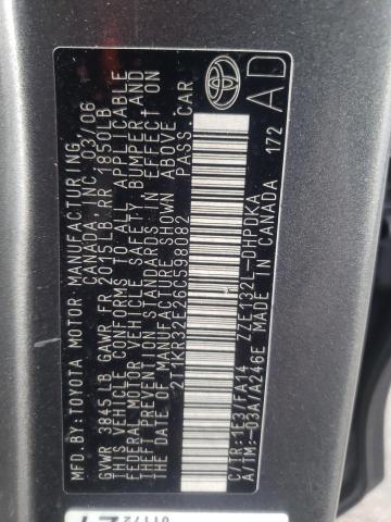 2T1KR32E26C598082 - 2006 TOYOTA COROLLA MA XR GRAY photo 12