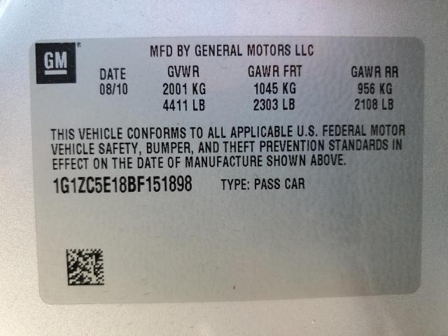 1G1ZC5E18BF151898 - 2011 CHEVROLET MALIBU 1LT SILVER photo 12