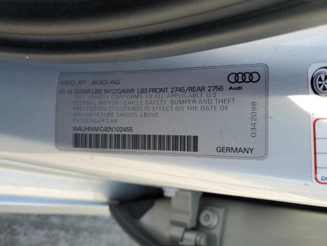 WAUHMAFC4EN102455 - 2014 AUDI A6 PRESTIGE SILVER photo 12