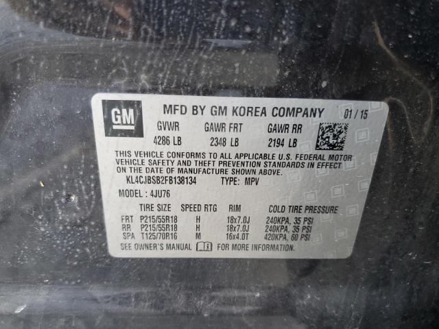 KL4CJBSB2FB138134 - 2015 BUICK ENCORE CONVENIENCE შავი ფოტო 13