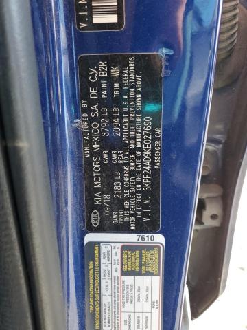 3KPF24AD9KE027690 - 2019 KIA FORTE FE 蓝色 照片 12