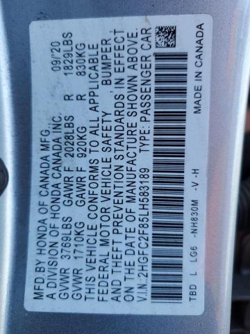 2HGFC2F85LH583189 - 2020 HONDA CIVIC SPORT BLACK photo 13