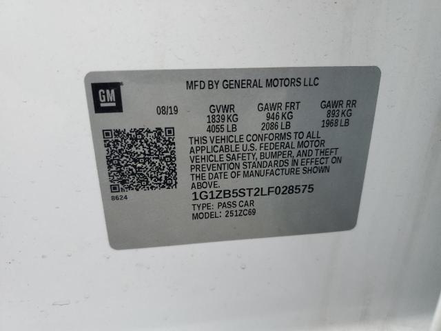 1G1ZB5ST2LF028575 - 2020 CHEVROLET MALIBU LS 白色 照片 12