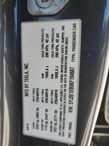 5YJ3E1EB5KF194687 - 2019 TESLA MODEL 3 GRAY photo 12