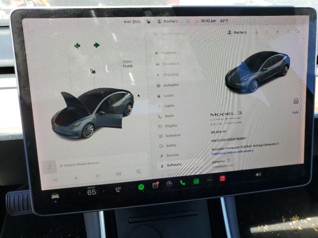 5YJ3E1EB5KF194687 - 2019 TESLA MODEL 3 GRAY photo 9