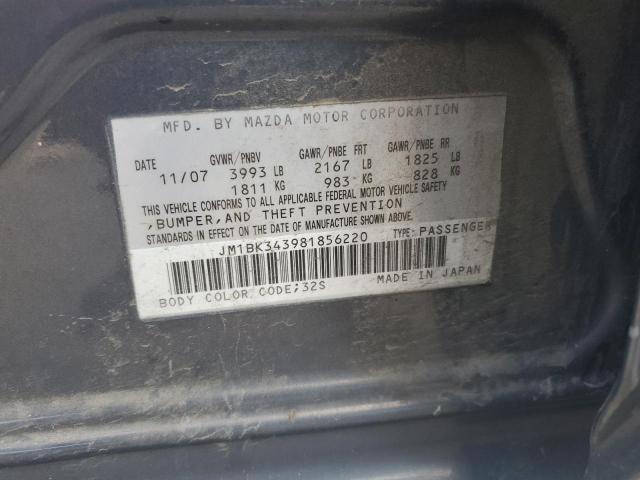 JM1BK343981856220 - 2008 MAZDA 3 HATCHBACK GRAY photo 12