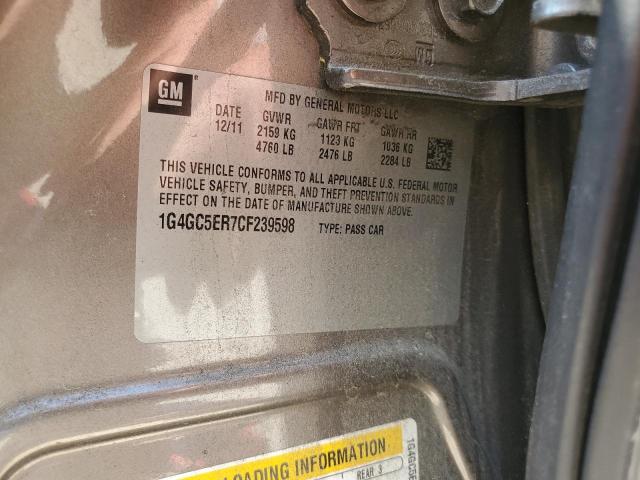 1G4GC5ER7CF239598 - 2012 BUICK LACROSSE BROWN photo 12