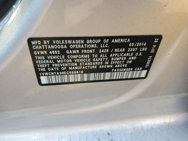 1VWCN7A36EC089818 - 2014 VOLKSWAGEN PASSAT SEL 银色 照片 12