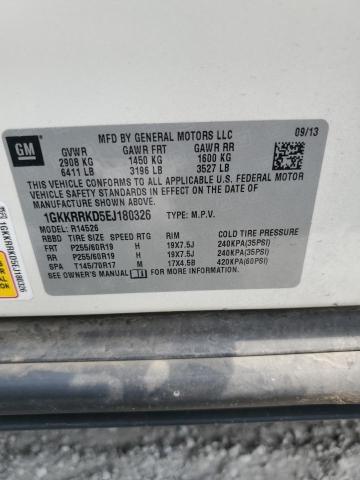 1GKKRRKD5EJ180326 - 2014 GMC ACADIA SLT-1 WHITE photo 13