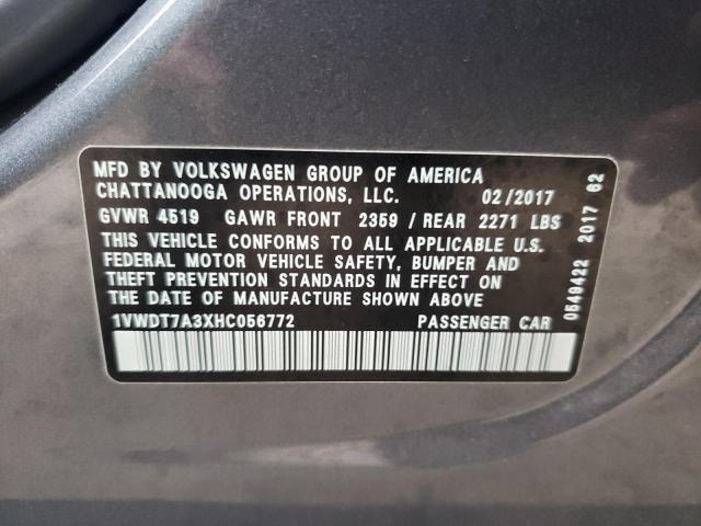 1VWDT7A3XHC056772 - 2017 VOLKSWAGEN PASSAT SE R-LINE SILVER photo 12