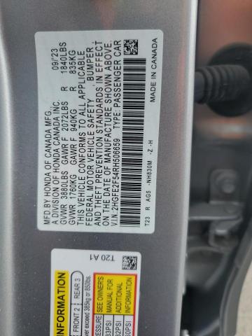 2HGFE2F54RH506659 - 2024 HONDA CIVIC SPORT SILVER photo 13