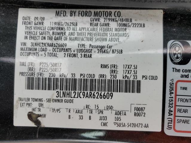 3LNHL2JC9AR626609 - 2010 LINCOLN MKZ BLACK photo 12