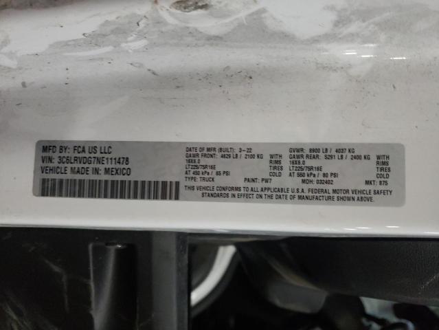3C6LRVDG7NE111478 - 2022 RAM PROMASTER 2500 HIGH أبيض صورة 12
