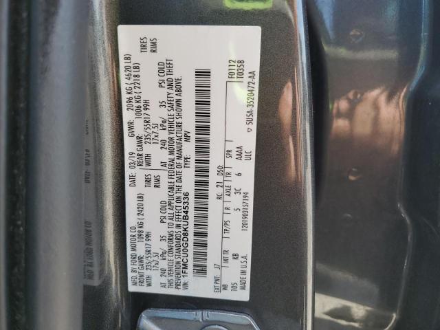 1FMCU0GD8KUB45336 - 2019 FORD ESCAPE SE გრაფიტი ფოტო 13