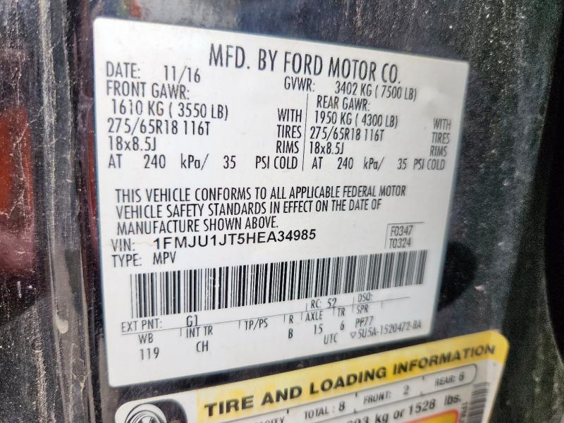 1FMJU1JT5HEA34985 - 2017 FORD EXPEDITION XLT BLACK photo 13