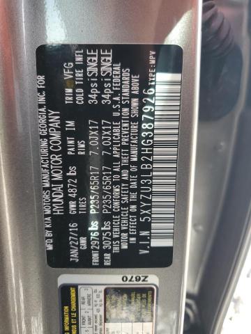 5XYZU3LB2HG387926 - 2017 HYUNDAI SANTA FE S Szary zdjęcie 13