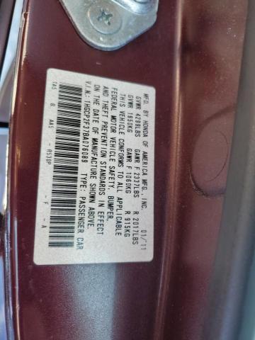 1HGCP2F37BA076089 - 2011 HONDA ACCORD LX Bordo foto 13