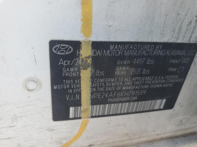 5NPE24AF6KH791599 - 2019 HYUNDAI SONATA SE 白色 照片 12