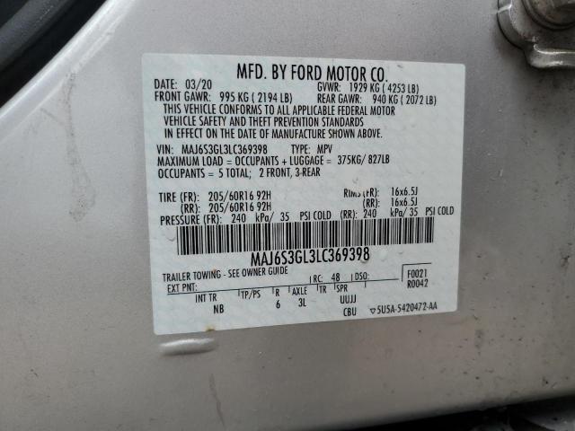 MAJ6S3GL3LC369398 - 2020 FORD ECOSPORT SE SILVER photo 13