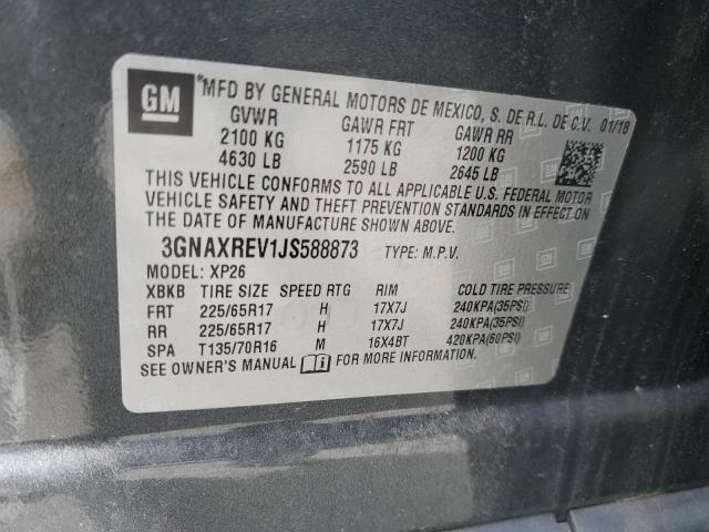 3GNAXREV1JS588873 - 2018 CHEVROLET EQUINOX LS ნაცრისფერი ფოტო 14