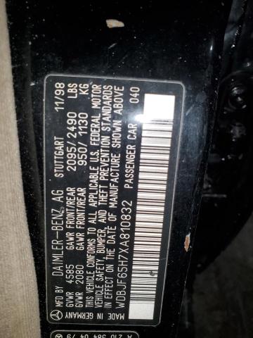 WDBJF65H7XA810832 - 1999 MERCEDES-BENZ E 320 BLACK photo 12