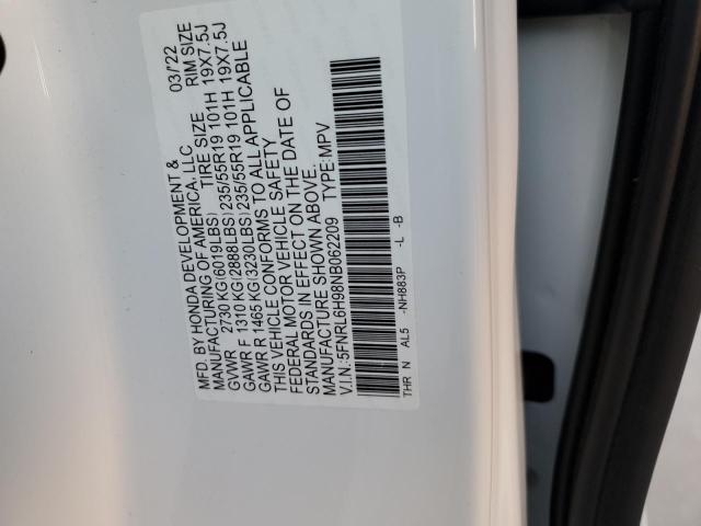 5FNRL6H98NB062209 - 2022 HONDA ODYSSEY ELITE WHITE photo 13