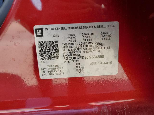 3GCUKREC9JG584558 - 2018 CHEVROLET 1500 K1500 LT RED photo 13