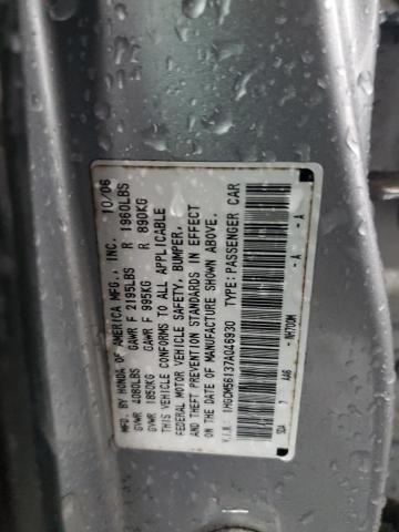 1HGCM56137A046930 - 2007 HONDA ACCORD VALUE SILVER photo 12