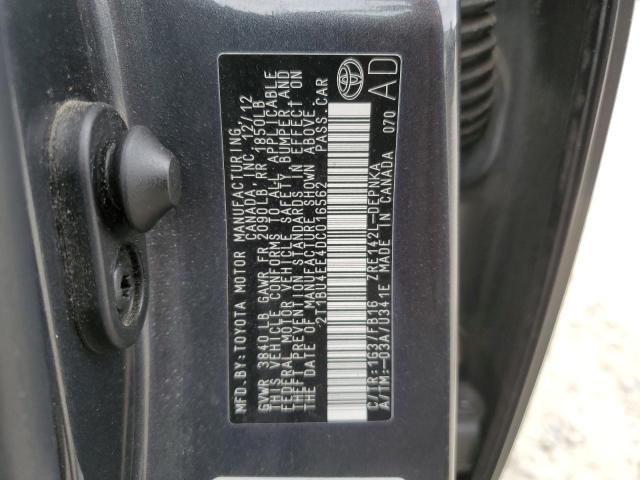 2T1BU4EE4DC016562 - 2013 TOYOTA COROLLA BASE Szary zdjęcie 12