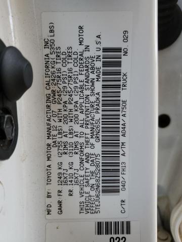 5TEJU62N68Z528075 - 2008 TOYOTA TACOMA DOUBLE CAB PRERUNNER WHITE photo 12