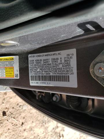1HGCV1F1XKA126899 - 2019 HONDA ACCORD LX 灰色 照片 12