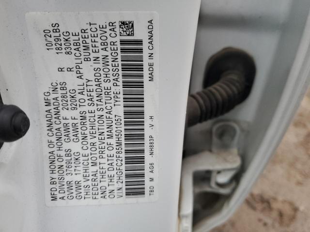 2HGFC2F85MH501057 - 2021 HONDA CIVIC SPORT 白色 照片 12