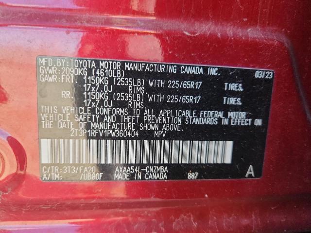 2T3P1RFV1PW360404 - 2023 TOYOTA RAV4 XLE MAROON photo 13